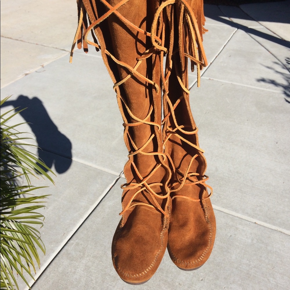 WIDE?  Minnetonka Tall Knee High Moccasins Boots